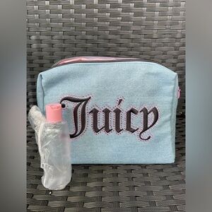 Juicy Couture Light Blue Cosmetic Bag with Pink Accents
